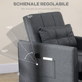 easycomfort easycomfort poltrona letto singolo reclinabile su 3 livelli con cuscino extra 69x82x85cm grigio