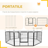 easycomfort easycomfort recinto per cani a 8 pezzi modulabili per interno ed esterno in acciaio 80x60 cm nero