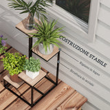 easycomfort easycomfort scaffale per piante a 4 livelli in acciaio e legno 40x40x75 5 cm marrone e nero