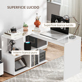easycomfort easycomfort scrivania angolare moderna per ufficio con 4 ripiani in legno bianco 120x100x77 cm