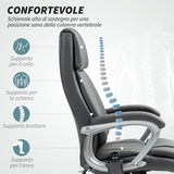 easycomfort easycomfort sedia da ufficio massaggiante a 6 punti e inclinabile in pelle pu e acciaio 66x72x113 121 cm grigio carbone
