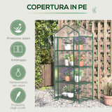 easycomfort easycomfort serra da balcone compatta con 4 ripiani e copertura in pvc trasparente 70x50x160cm