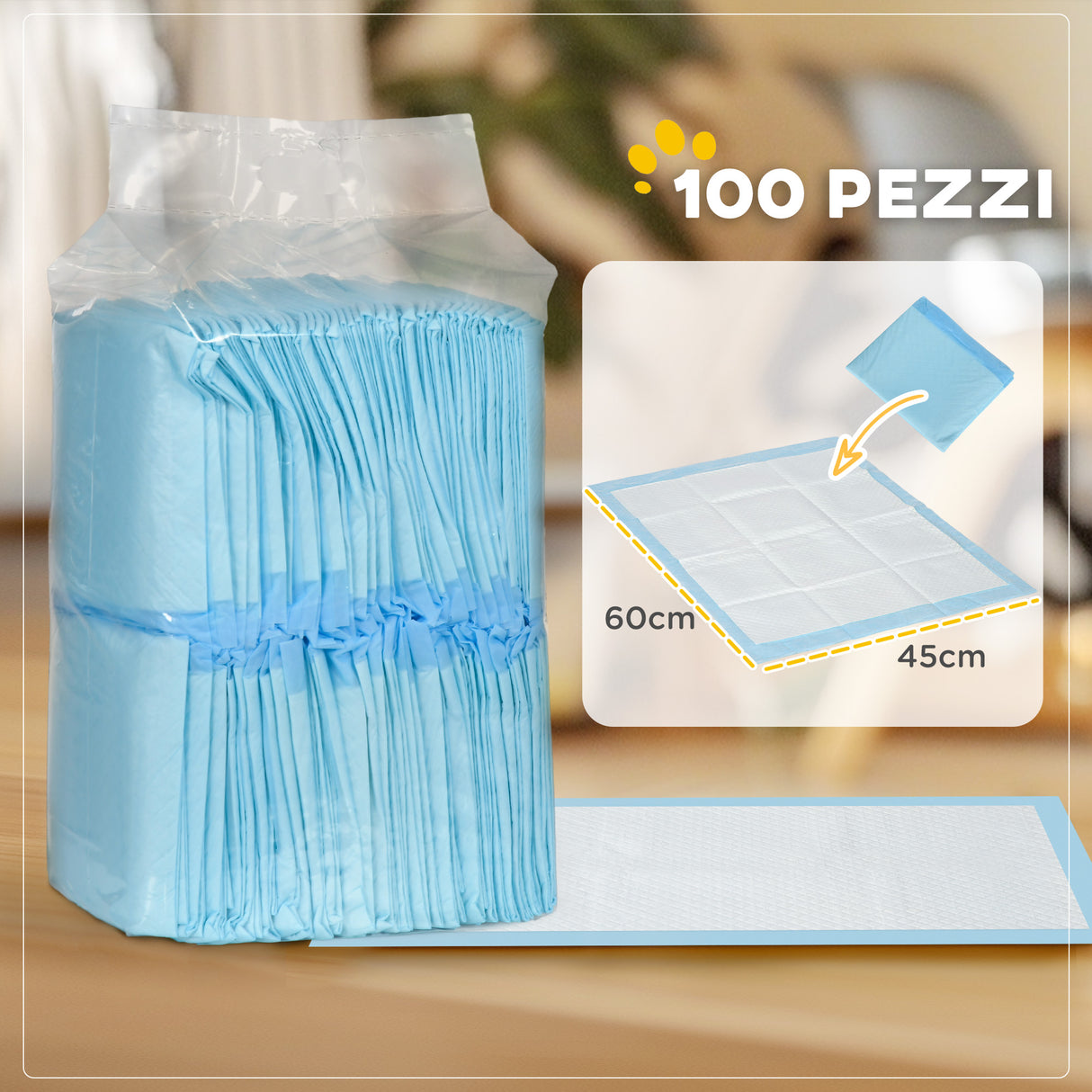 easycomfort easycomfort set 100 tappetini igienici per cani a 6 strati in tessuto non tessuto carta e pe 45x60 cm blu e bianco