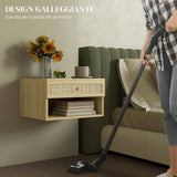 easycomfort easycomfort set 2 comodini con cassetto e ripiani aperti in stile boho in truciolato e rattan 40x34x23 cm