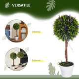 easycomfort easycomfort set 2 piante artificiali verdi a sfera con fiori di lavanda e vaso con muschio e cemento 24x60 cm
