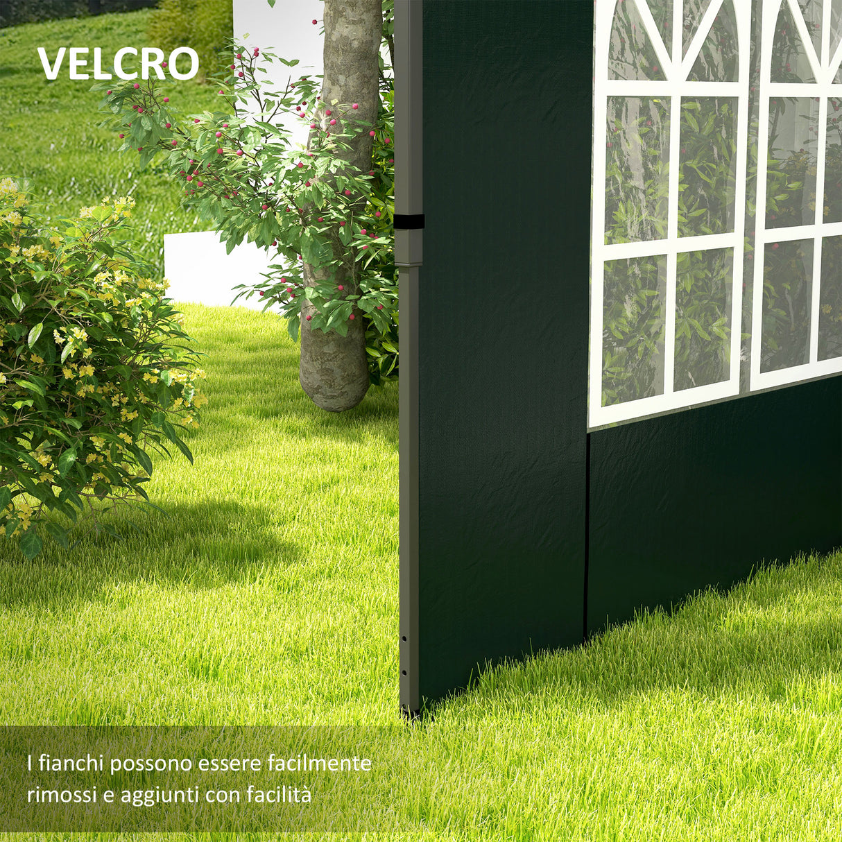 easycomfort easycomfort set 2 teli per gazebo 3x3 m e 3x6 m con finestre in pe e plastica 293x193 cm verde