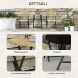easycomfort easycomfort set da giardino 3 pezzi in rattan e acciaio 2 sedie pieghevoli e tavolino da caffe giallo e nero