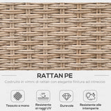 easycomfort easycomfort set da giardino 4 pezzi in rattan divano angolare con cuscini e tavolini nero e marrone chiaro