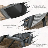 easycomfort easycomfort set da giardino con 4 sedie con cuscini e tavolo da pranzo quadrato in vetro grigio scuro