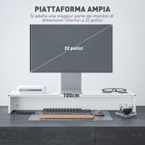 easycomfort easycomfort supporto per monitor con 2 vani contenitore in legno 100x27x15 cm bianco