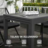 easycomfort easycomfort tavolo da giardino allungabile per 4 6 persone con piano a doghe in alluminio 81162x80x75 cm grigio