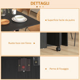 easycomfort easycomfort tavolo pieghevole salvaspazio a 2 ribalte per 6 persone con ripiani e ruote nero