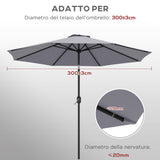 easycomfort easycomfort telo per ombrellone da 295 cm in poliestere grigio resistente allacqua con presa daria superiore