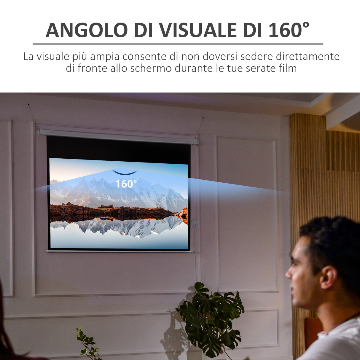 easycomfort easycomfort telo proiettore 100 pollici con telecomando in pvc e metallo 247x7 5x168 cm bianco