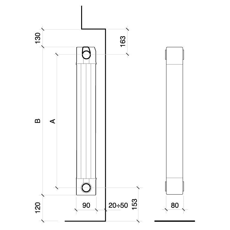 radiatore termosifone in alluminio fondital garda s90 da 3 a 6 elementi interasse 2000 mm