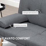 easycomfort easycomfort divano letto 3 posti reclinabile con 2 braccioli staccabili in tessuto effetto lino e legno di pioppo 181x77x78 cm