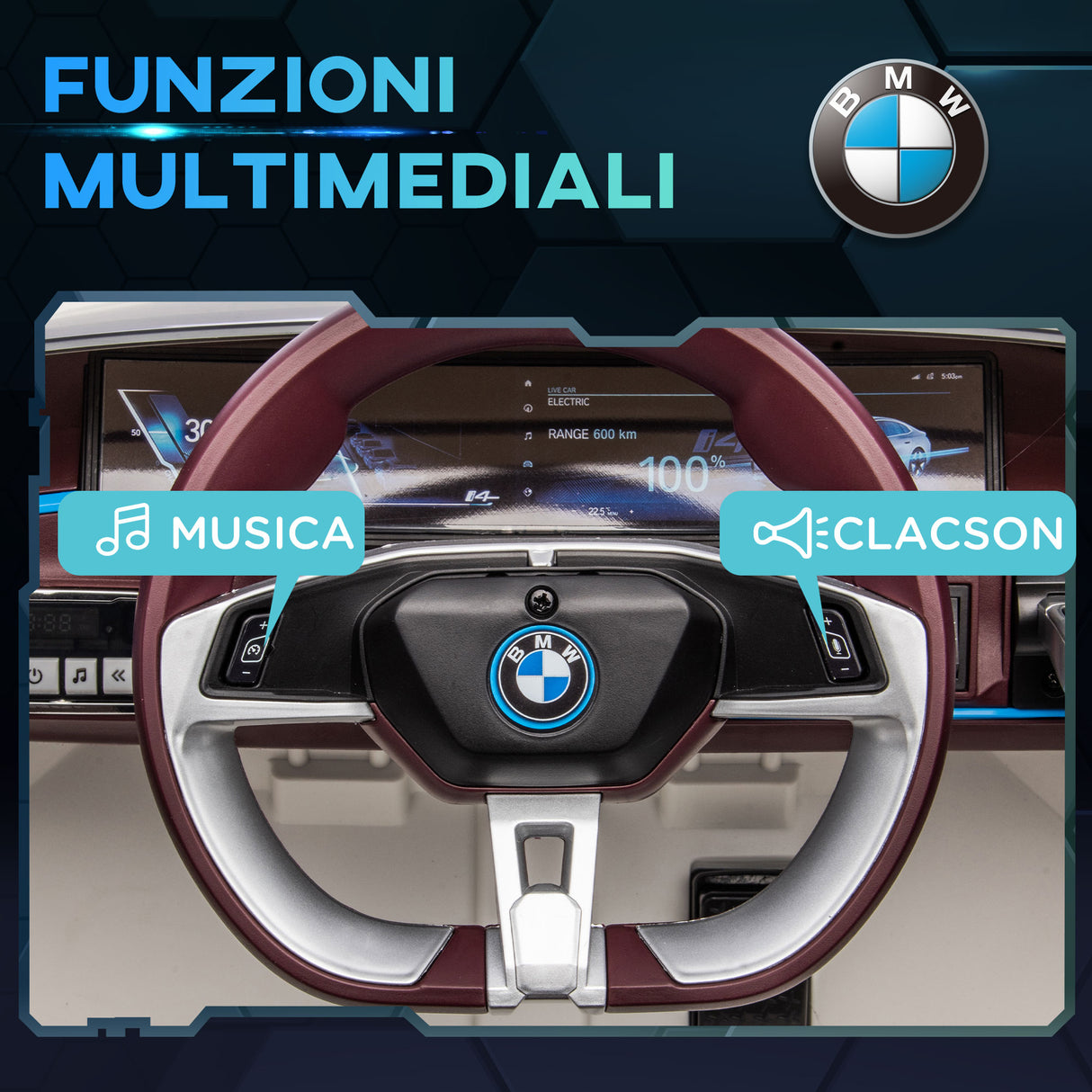 easycomfort easycomfort macchina elettrica per bambini 3 6 anni con licenza bmw con telecomando clacson e fari 115x67x45 cm bianca
