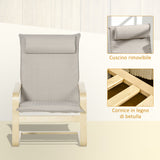 easycomfort easycomfort poltrona relax con pouf poggiapiedi in legno e tessuto con poggiatesta 67x69x100cm grigio