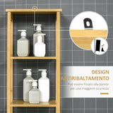 easycomfort easycomfort mobile bagno a 3 ripiani e 1 credenza design a doghe bambu 34x30x173cm
