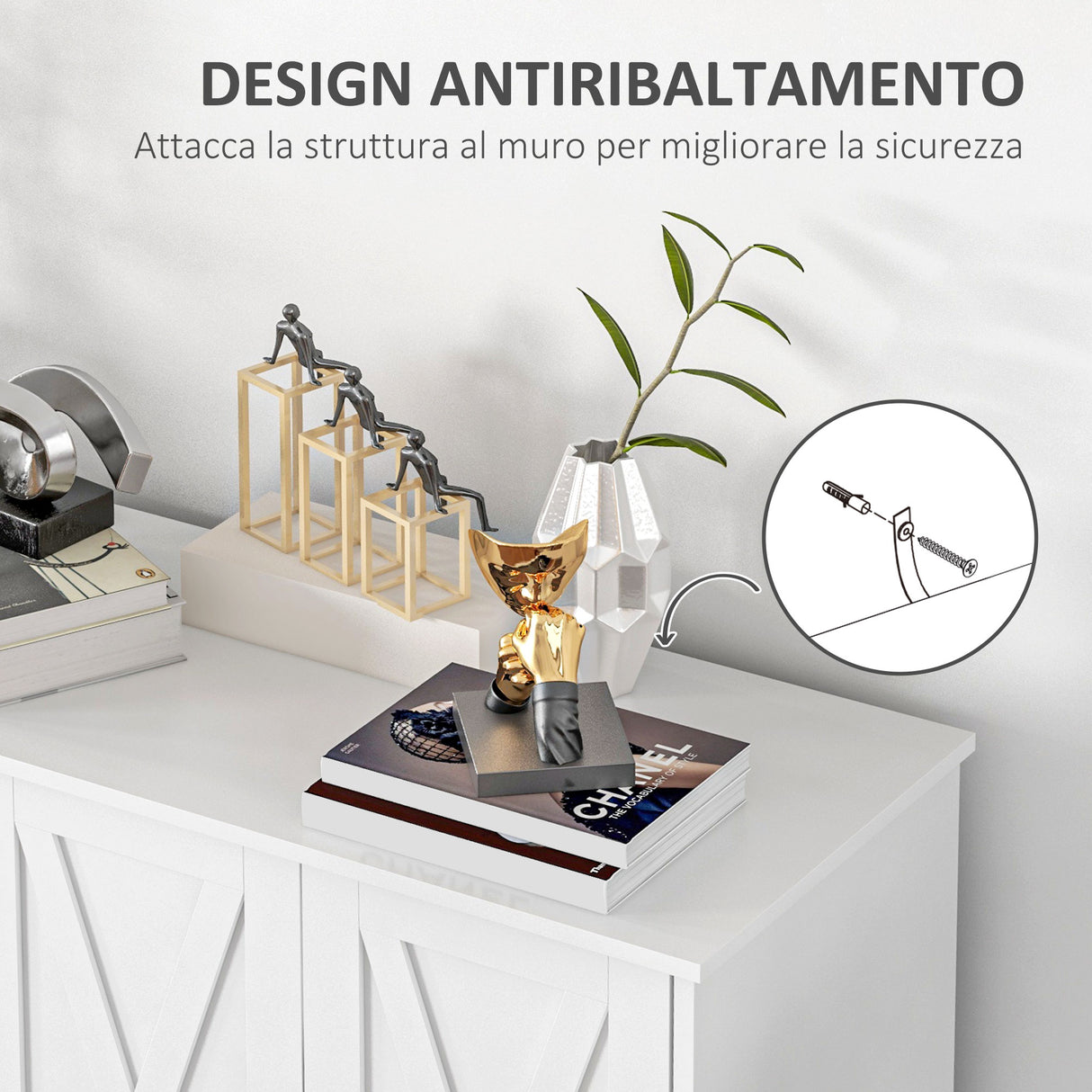 easycomfort easycomfort mobile multiuso in mdf a 4 livelli con 2 ripiani regolabili e 5 gambe 120x37x75 cm bianco