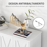 easycomfort easycomfort mobile multiuso in mdf a 4 livelli con 2 ripiani regolabili e 5 gambe 120x37x75 cm bianco