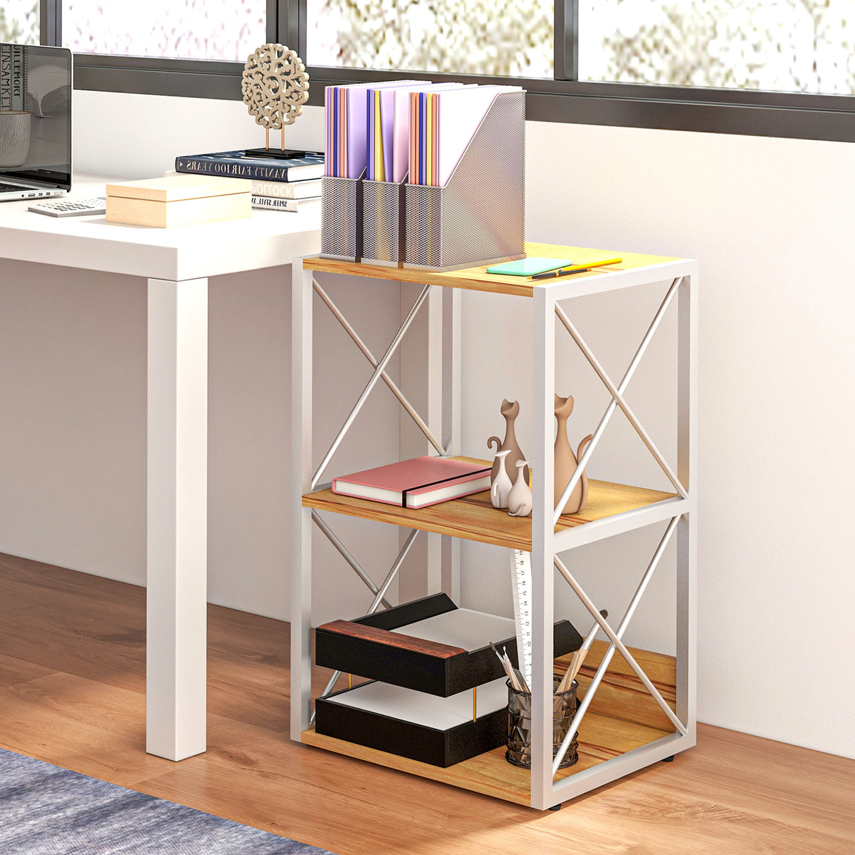 easycomfort easycomfort mobiletto scaffale per soggiorno cucina bagno 3 ripiani salvaspazio legno 40x35x72 5cm ean 8054111845403