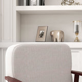 easycomfort easycomfort poltrona a dondolo in tessuto effetto lino e legno con braccioli e cuscini 66x78x76 cm beige e marrone