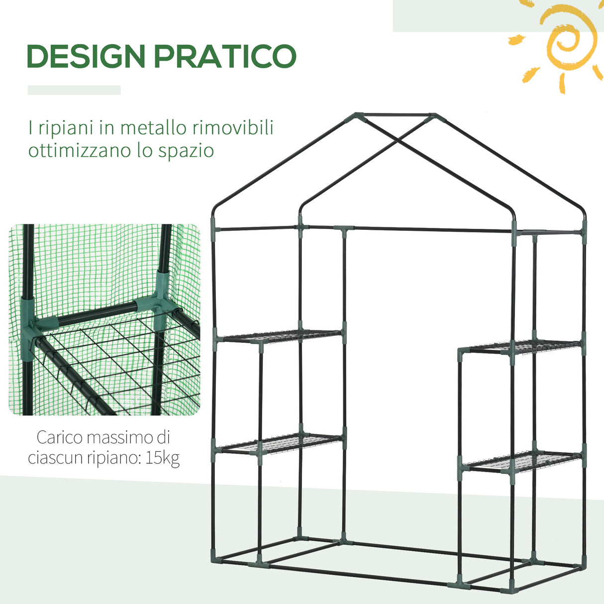 easycomfort easycomfort serra da giardino in acciaio e plastica pe con 4 ripiani funi e picchetti 141x72x191 cm verde