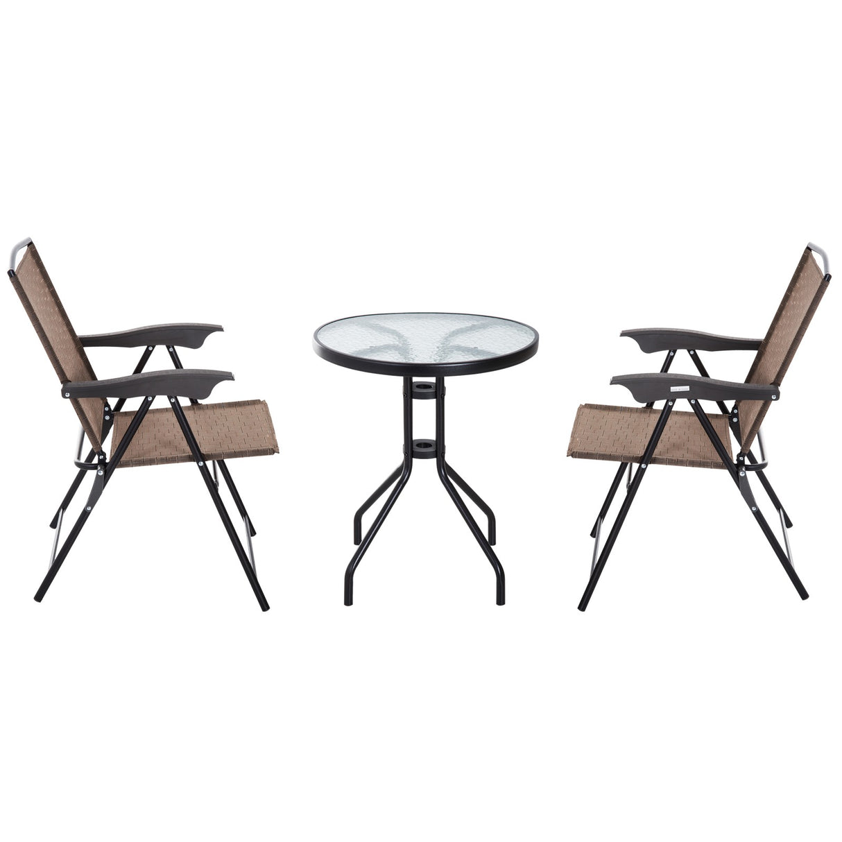 easycomfort easycomfort tavolino con 2 sedie set mobili 3pz pieghevole regolabile esterno textilene marrone
