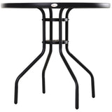 easycomfort easycomfort tavolino da giardino con piano in vetro temperato e foro per ombrellone acciaio 80 x 72 cm nero