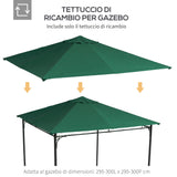 easycomfort easycomfort tetto di ricambio per gazebo da giardino 3x3m in poliestere verde