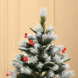 easycomfort easycomfort albero di natale innevato 180cm con bacche rosse e pigne bianche base rimovibile pieghevole 678 rami verde