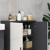 easycomfort easycomfort mobiletto bagno 2 ante in legno con 3 ripiani e chiusura ammortizzata 60x30x82cm grigio