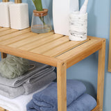 easycomfort easycomfort mobiletto bagno con 2 ripiani aperti e armadietto a 2 ante in bambu 60x30x120cm