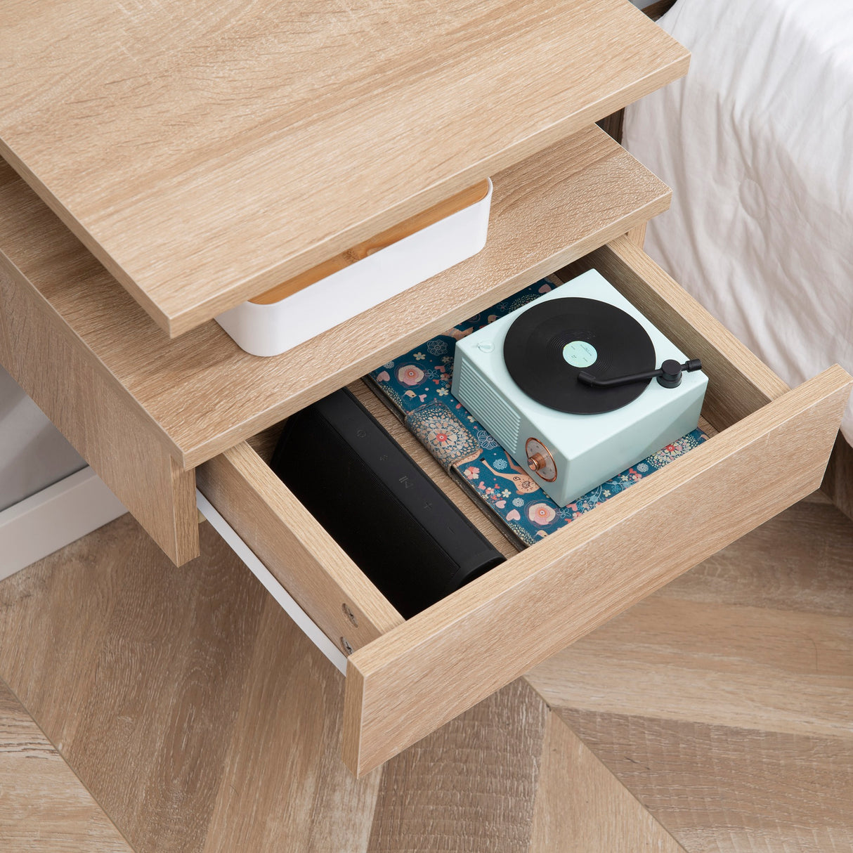 easycomfort easycomfort set da 2 comodini moderni sospesi con cassetto e ripiano in legno 35x32x22 5cm rovere