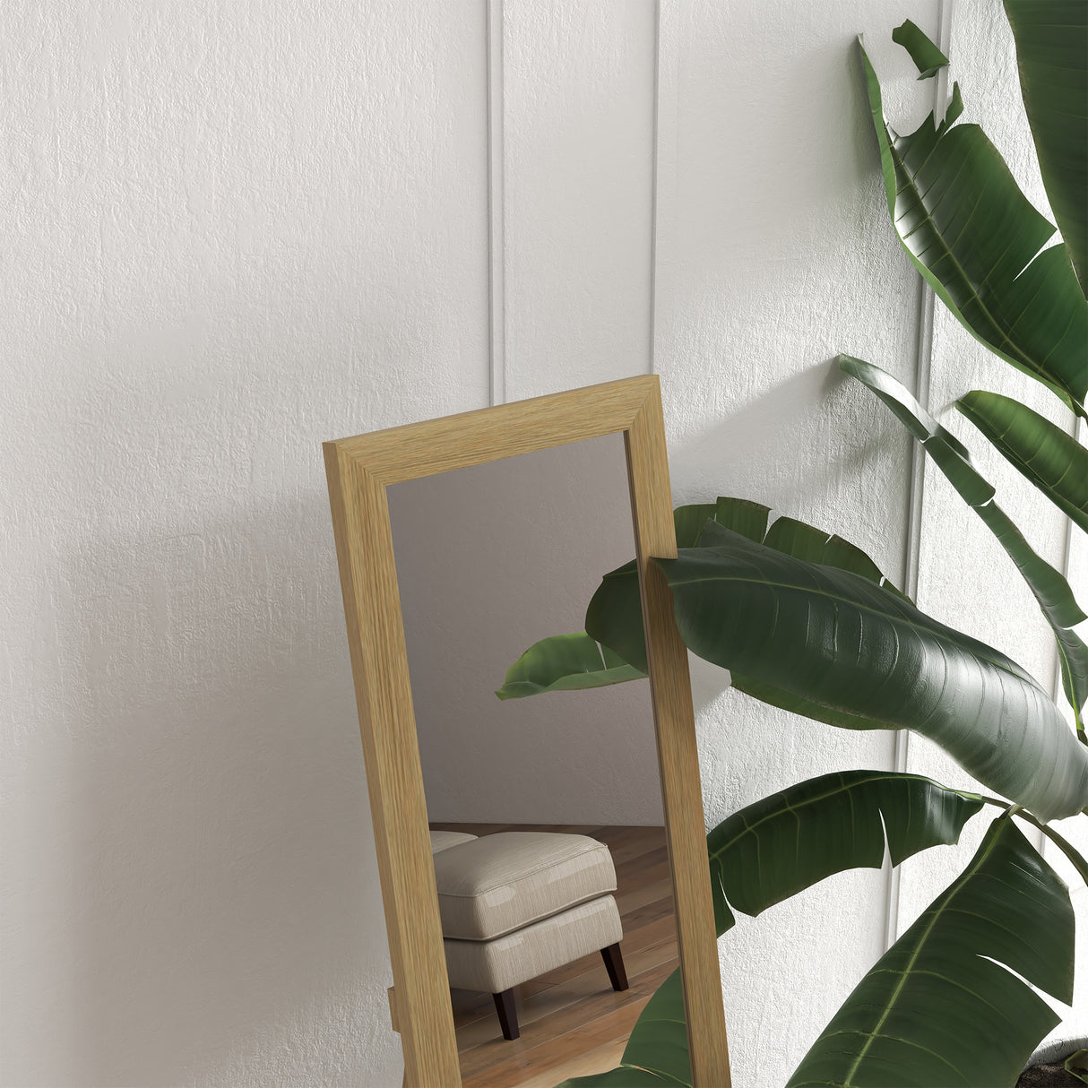 easycomfort easycomfort specchio con cornice in mdf con piedini e ganci per utilizzo a muro o a parete 37x40x155 cm