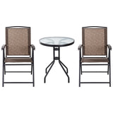 easycomfort easycomfort tavolino con 2 sedie set mobili 3pz pieghevole regolabile esterno textilene marrone