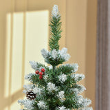 easycomfort easycomfort albero di natale innevato artificiale 150cm con bacche rosse e pigne bianche base rimovibile pieghevole 408 rami