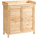 easycomfort easycomfort armadietto da esterno a 2 ripiani in legno di abete con design rialzato e 2 ante 83x40x92 cm