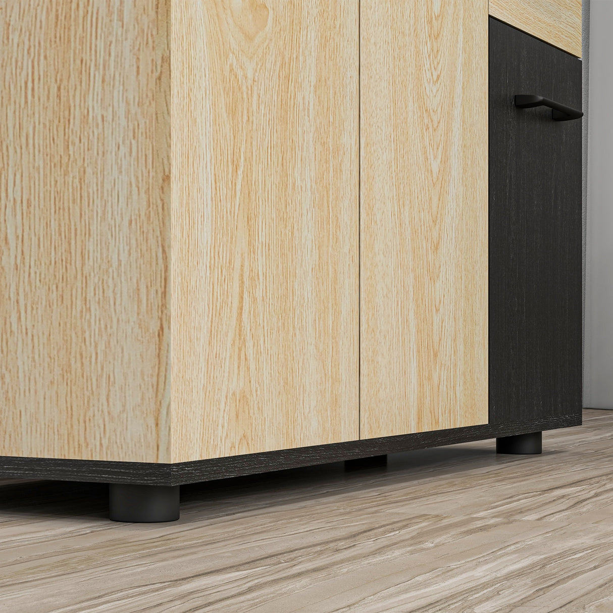 easycomfort easycomfort credenza moderna con 2 armadietti e 2 cassetti in legno 90x30x75 5cm noce e nero
