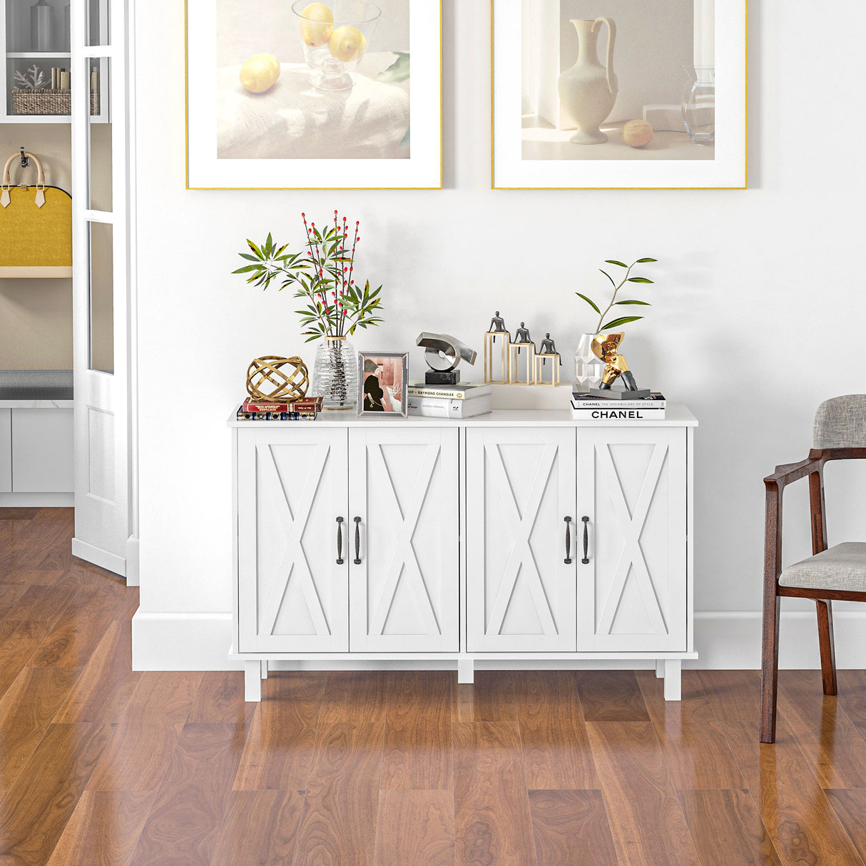 easycomfort easycomfort mobile multiuso in mdf a 4 livelli con 2 ripiani regolabili e 5 gambe 120x37x75 cm bianco