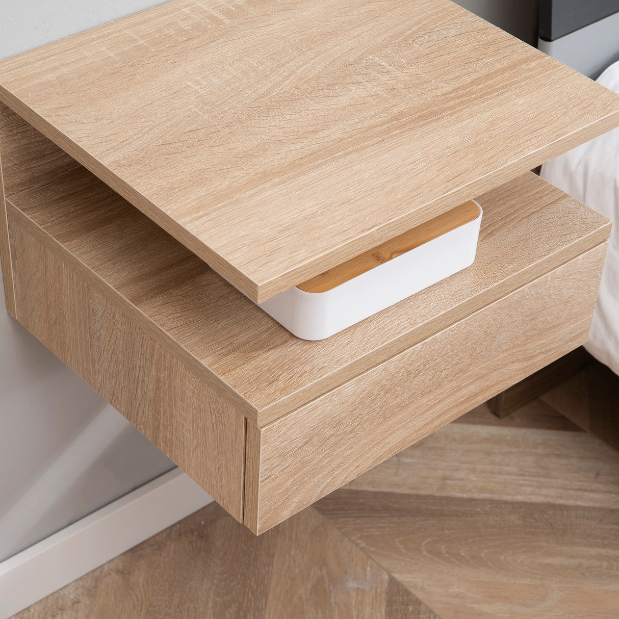 easycomfort easycomfort set da 2 comodini moderni sospesi con cassetto e ripiano in legno 35x32x22 5cm rovere