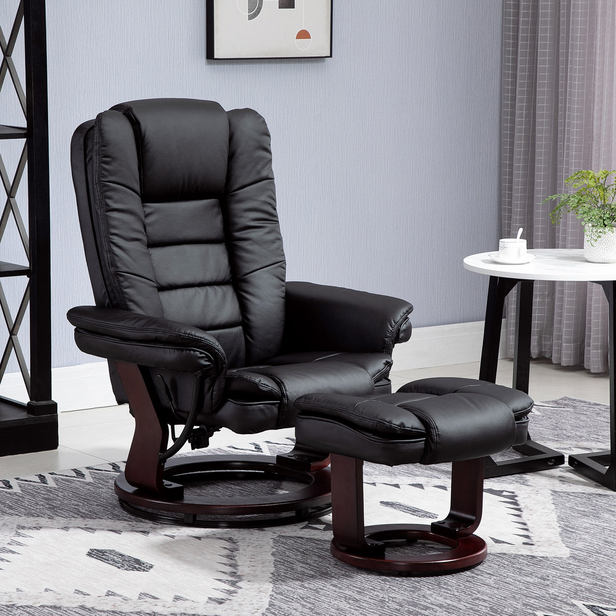 easycomfort easycomfort set poltrona relax e pouf poggiapiedi girevole a 360 e reclinabile similpelle pu