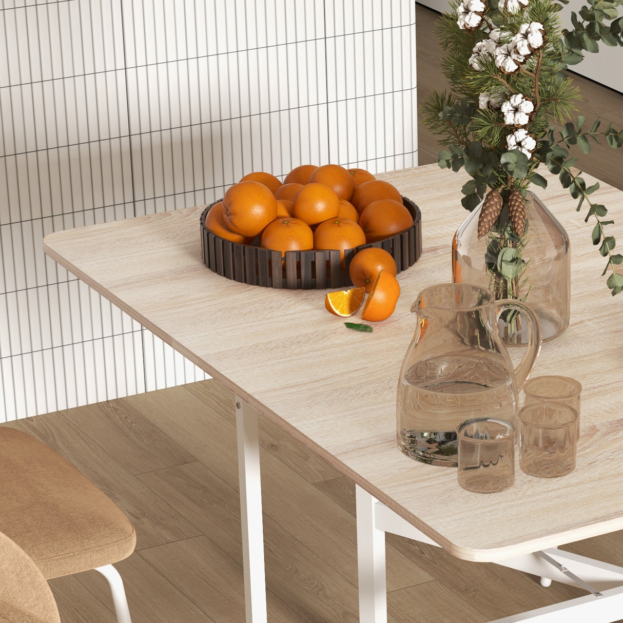 easycomfort easycomfort tavolo pieghevole moderno a 2 ribalte con rotelle in mdf e acciaio 120x80x73cm marrone