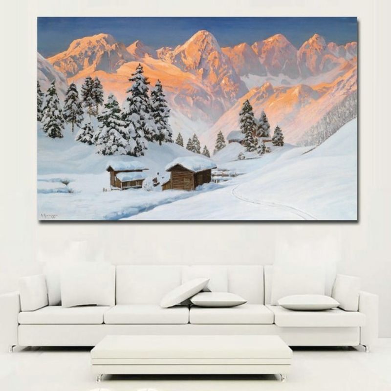 Vintage Mountain Wood Painting