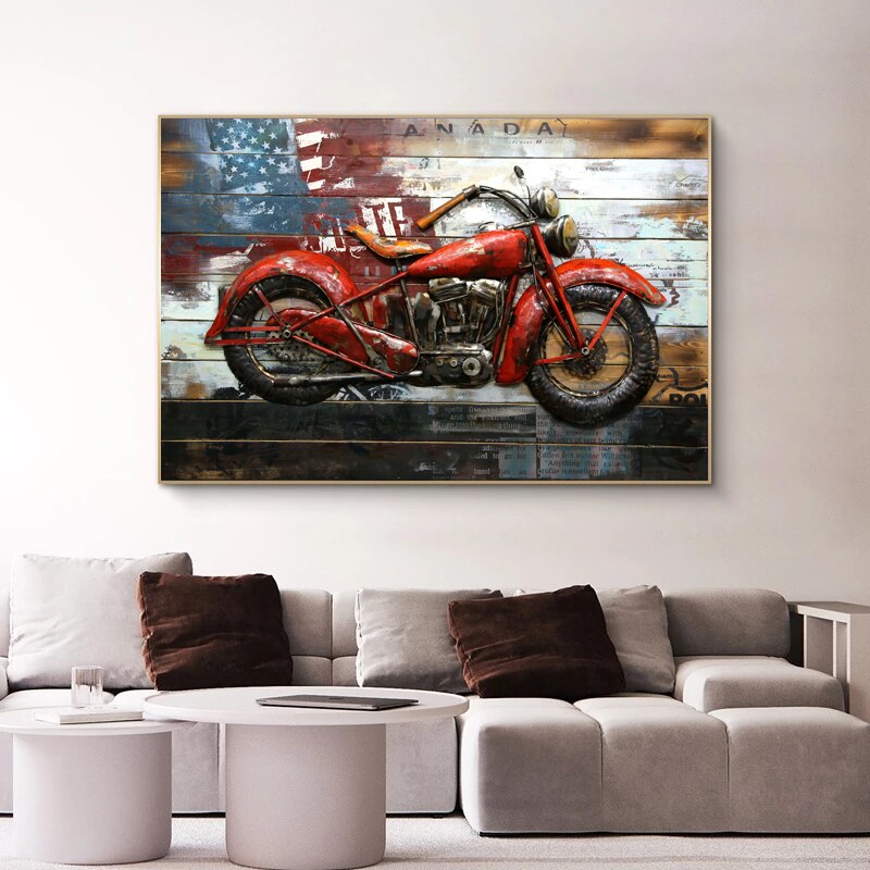 Vintage Motorcycle Painting